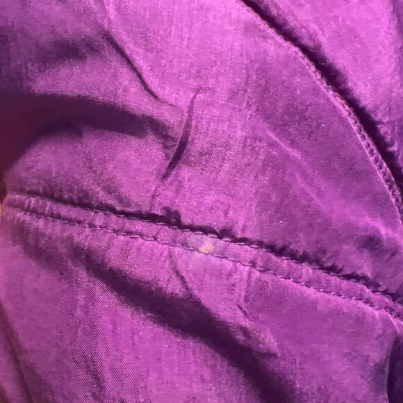 VTG 90s Clio 100% Silk Jacket Purple Oversized Quilted Bomber Women's Size Small - Picture 7 of 8